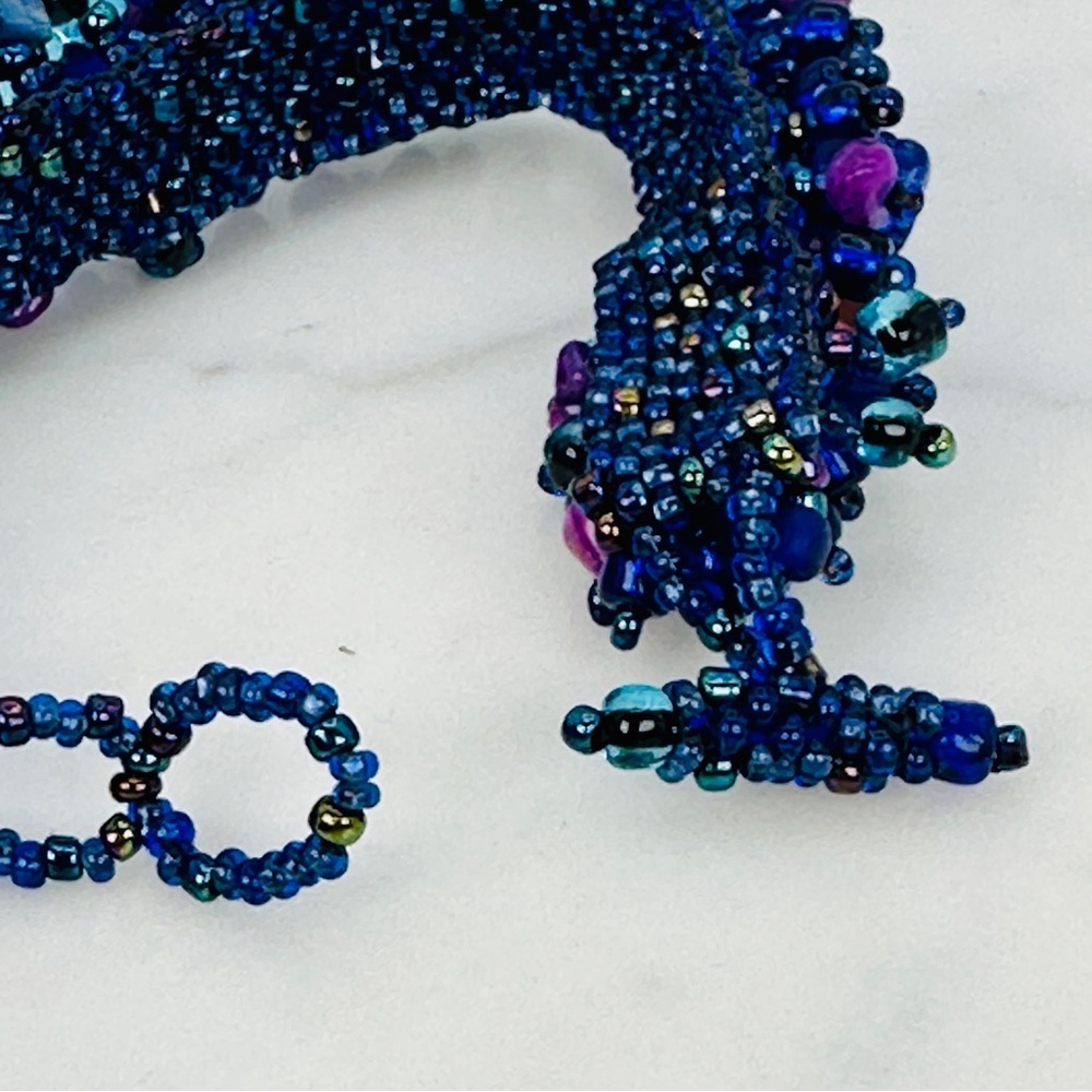 Purple and Blue Handmade Glass Bead Bracelet With Natural Stones Bead Stew 7” - Picture 6 of 9